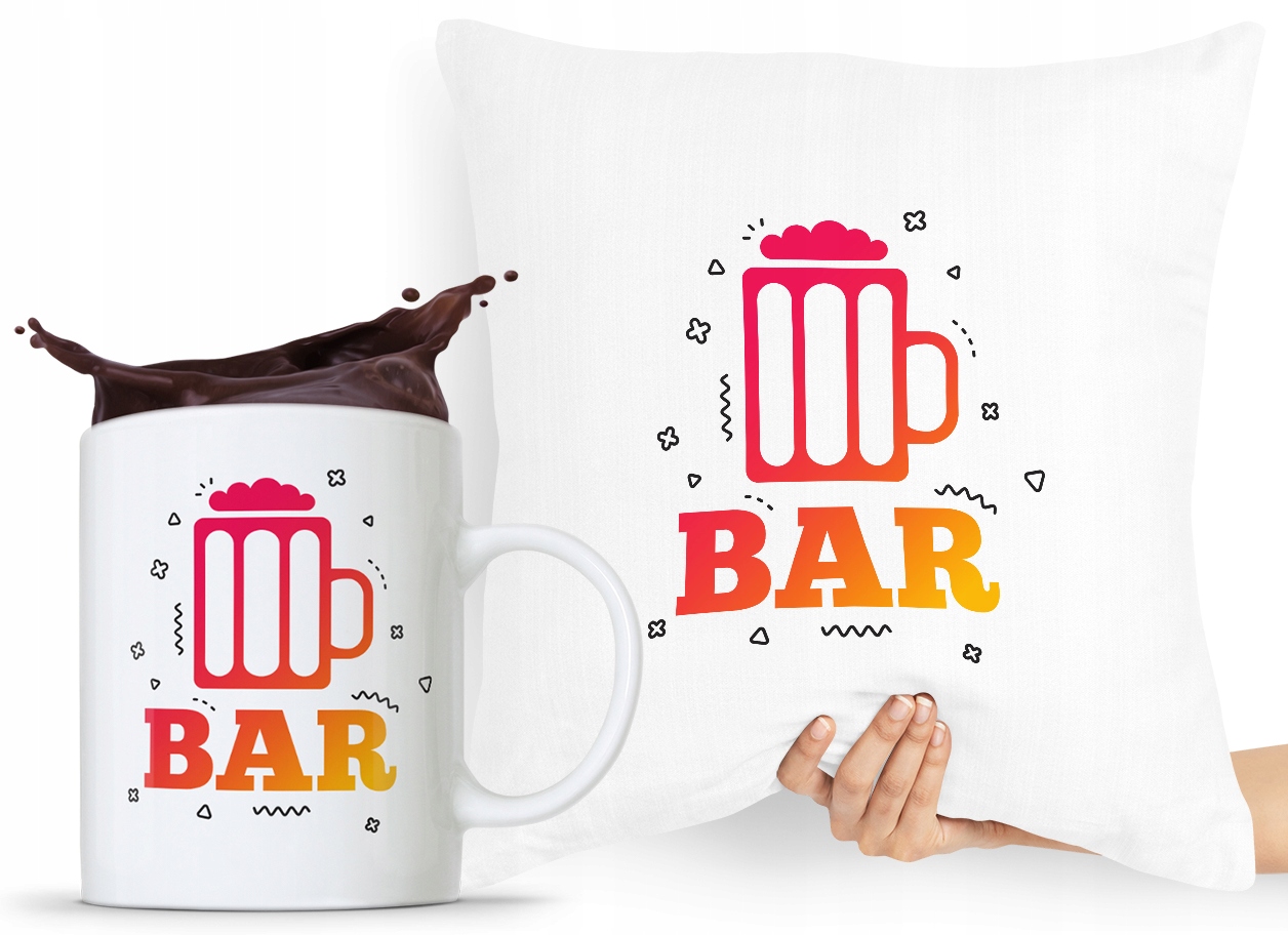 Zestaw Poduszka + Kubek Prezent Dla Barmana Z Nadrukiem Ze Zdjęciem