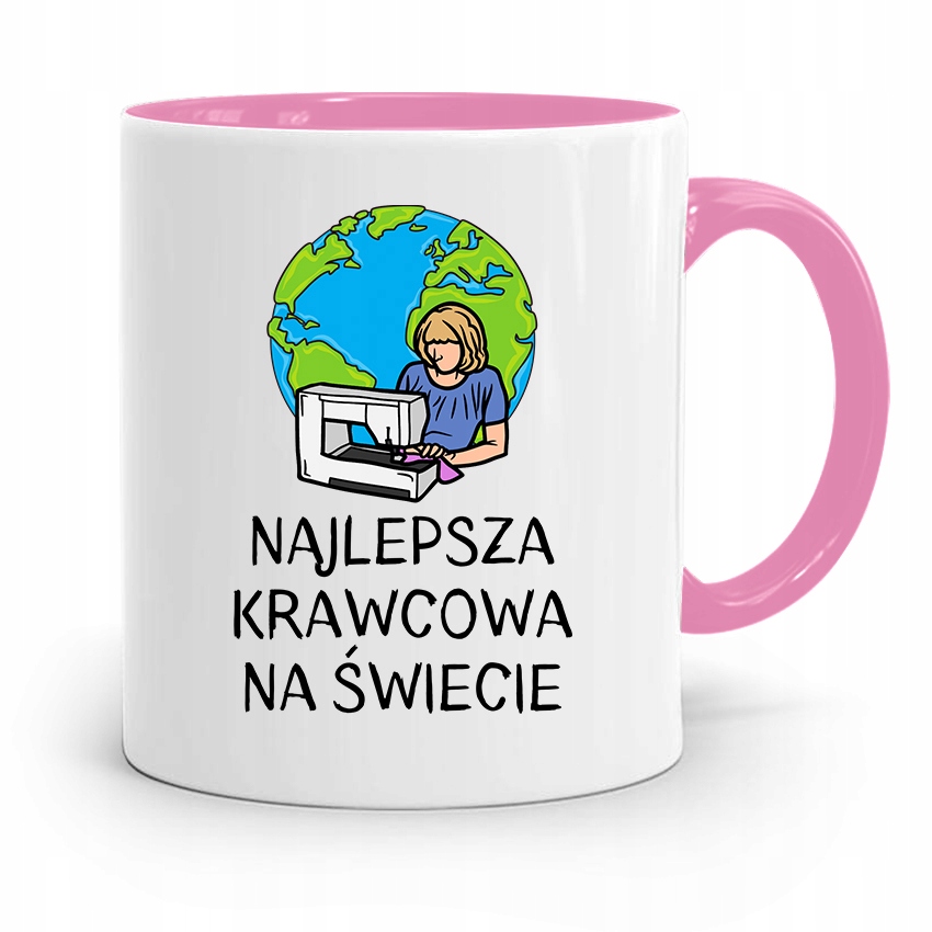 Kubek Różowy Krawca Krawcowej Najlepsza Krawcowa Z Nadrukiem Ze Zdjęciem