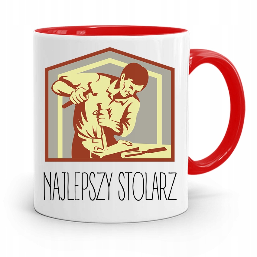 Kubek Czerwony Prezent Stolarza Najlepszy Stolarz Z Nadrukiem Ze Zdjęciem