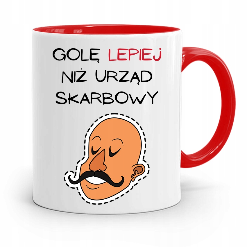 Kubek Czerwony Fryzjera Gole Lepiej Niż Urząd Z Nadrukiem Ze Zdjęciem
