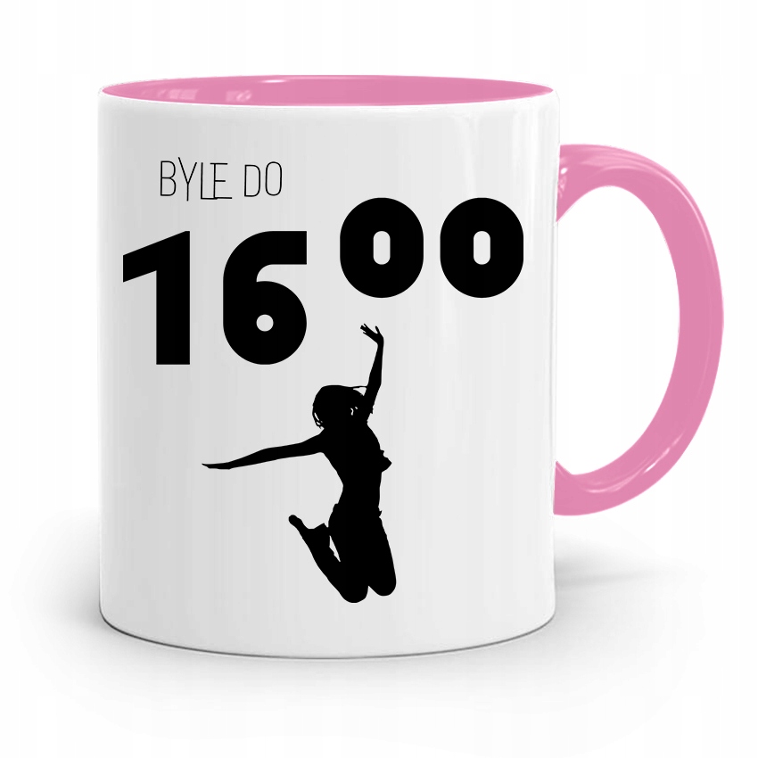 Kubek Różowy Śmieszny Zabawny Byle Do 16:00! Z Nadrukiem Ze Zdjęciem