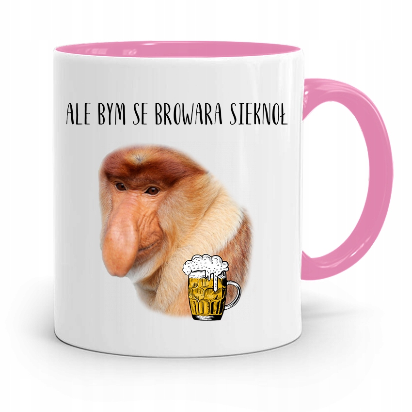 Kubek Różowy Nosacz Janusz Ale Bym Se Browara Z Nadrukiem Ze Zdjęciem