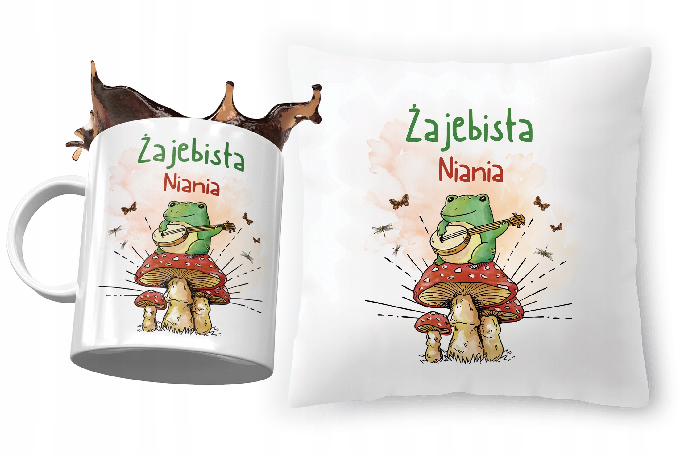 Zestaw Dla Niani Poduszka + Kubek Na Prezent Z Nadrukiem Ze Zdjęciem