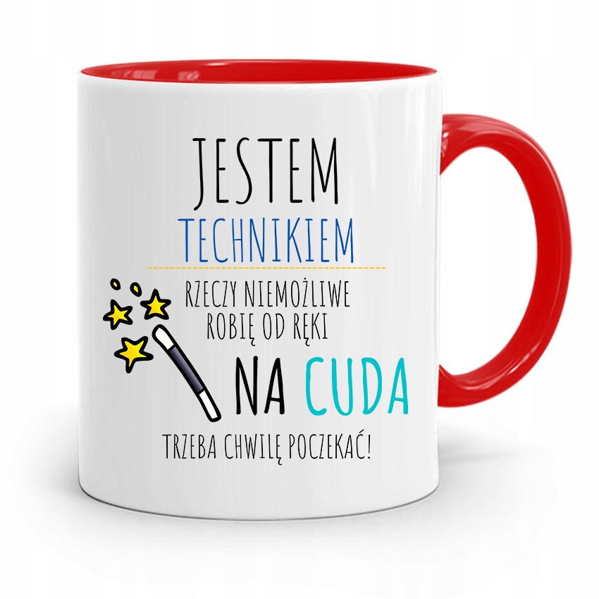 Dla Technika Kubek Czerwony Prezent Z Nadrukiem Ze Zdjęciem