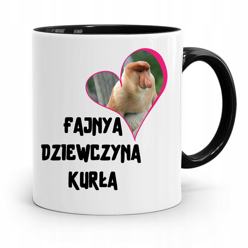 Kubek Czarny Dla Dziewczyny Fajna Dziewczyna Kurła Z Nadrukiem Ze Zdjęciem