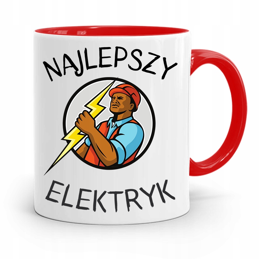 Kubek Czerwony Dla Elektryka Najlepszy Elektryk Z Nadrukiem Ze Zdjęciem
