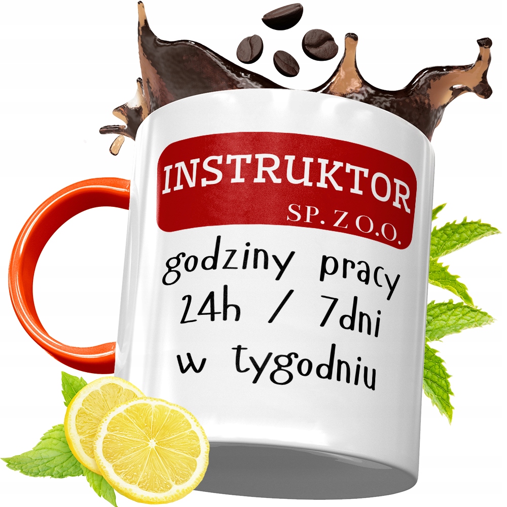 Kubek Pomarańczowy Dla Instruktora Prezent Z Nadrukiem Ze Zdjęciem