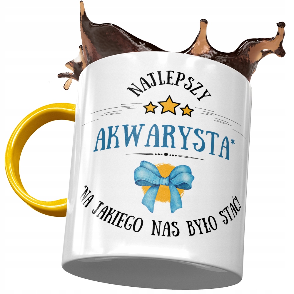 Kubek Żółty Dla Akwarysty Najlepszy Akwarysta Z Nadrukiem Ze Zdjęciem