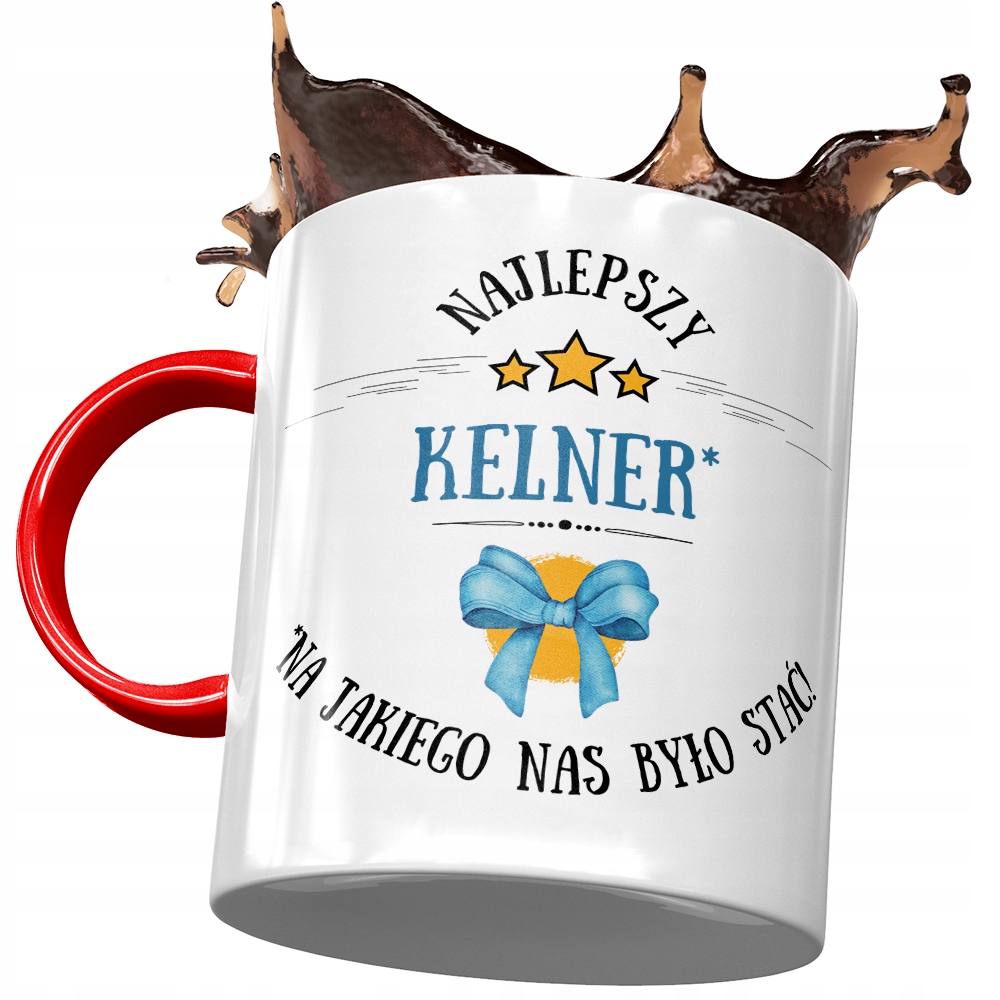 Kubek Czerwony Dla Kelnera Najlepszy Kelner Kubek Z Nadrukiem Ze Zdjęciem