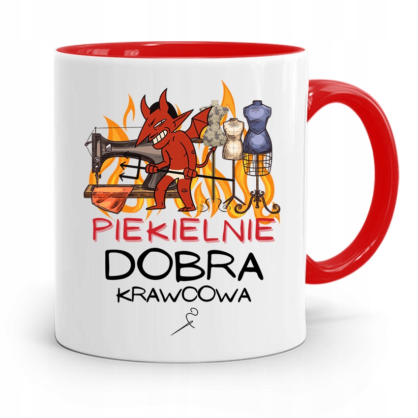 Kubek Czerwony Krawca Krawcowej Piekielnie Dobra Z Nadrukiem Ze Zdjęciem