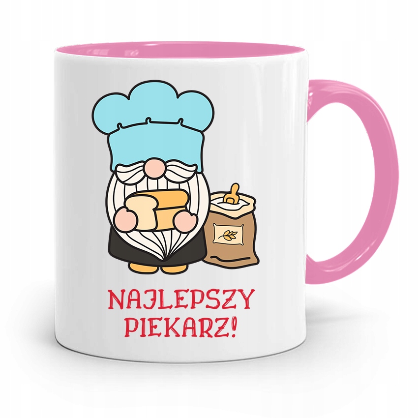 Kubek Różowy Dla Piekarza Najlepszy Piekarz Z Nadrukiem Ze Zdjęciem