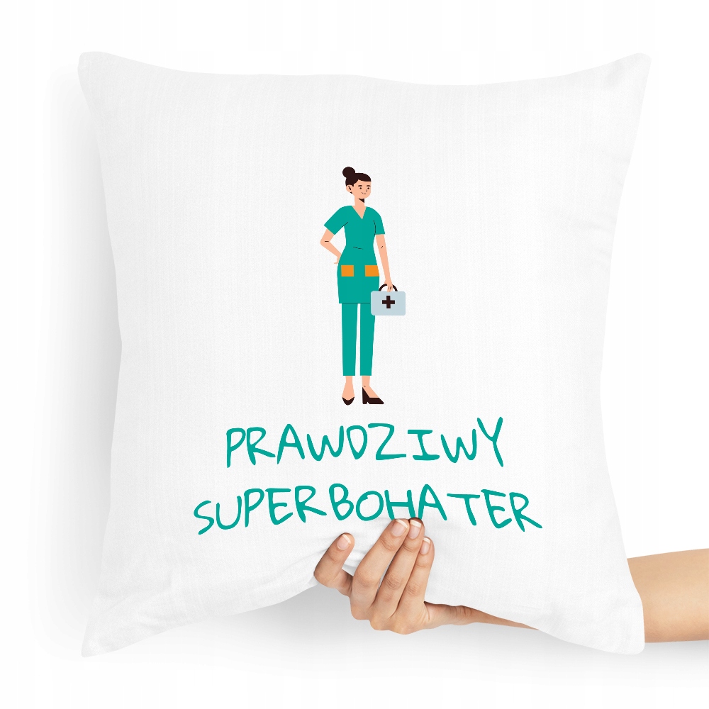 Poduszka Dla Pielęgniarki Prawdziwy Superbochater Z Nadrukiem Ze Zdjęciem