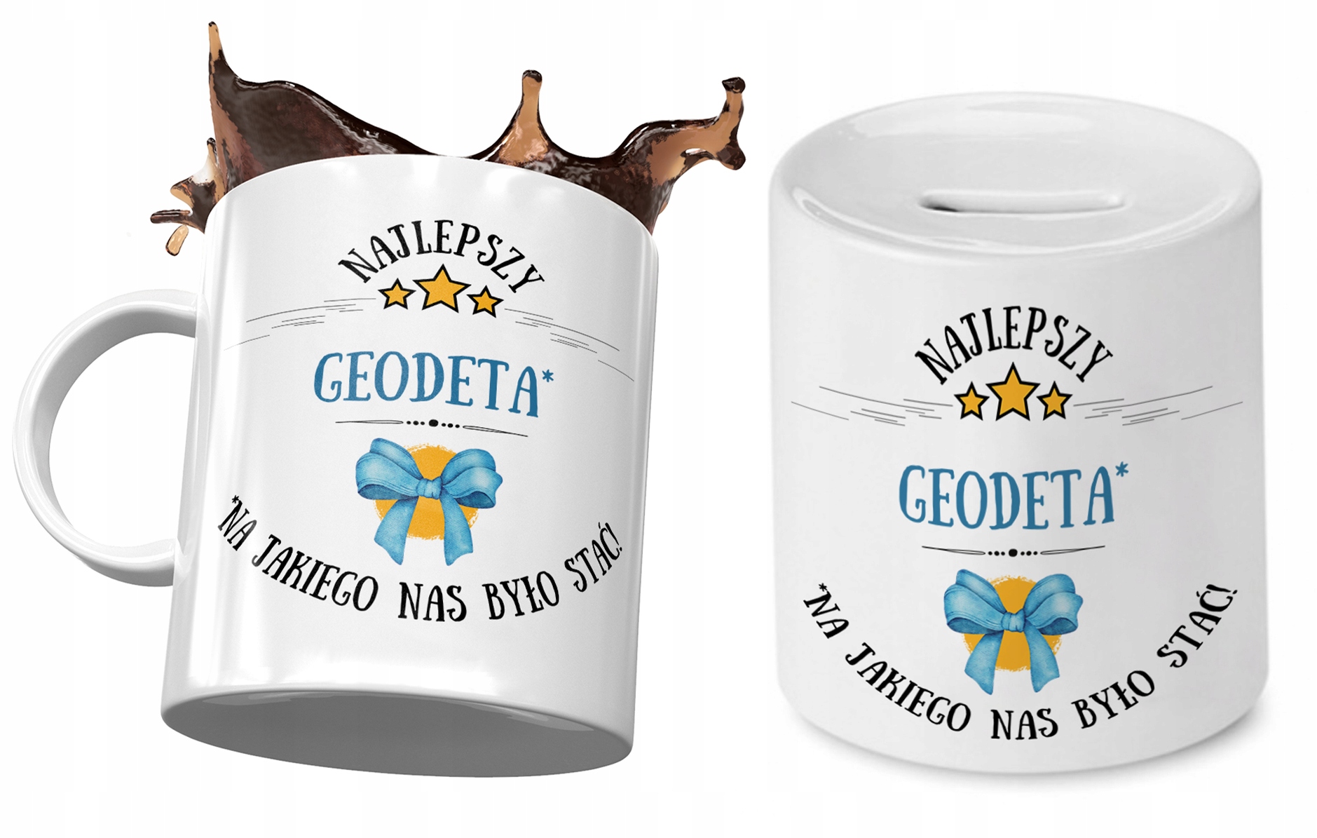Dla Geodety Zestaw Kubek + Skarbonka Na Prezent Z Nadrukiem Ze Zdjęciem