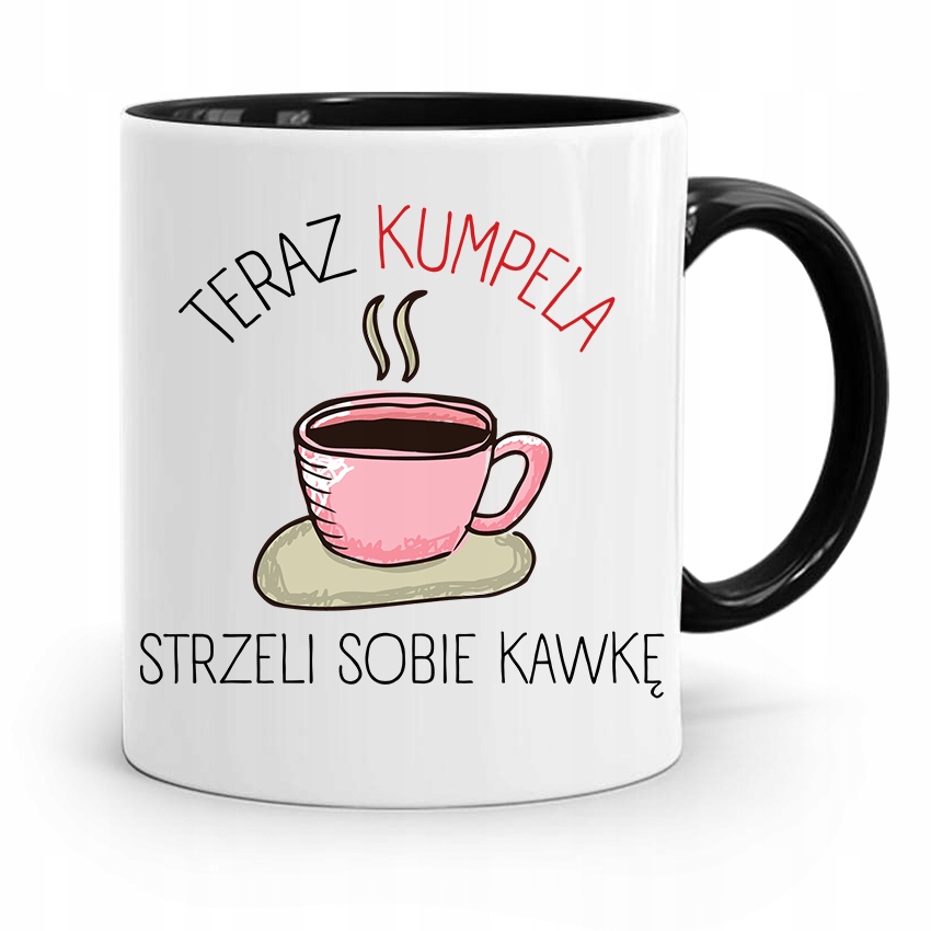 Kubek Czarny Dla Przyjaciela Strzeli Sobie Kawkę Z Nadrukiem Ze Zdjęciem