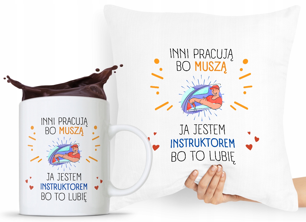 Dla Instruktora Zestaw Poduszka + Kubek Prezent Z Nadrukiem Ze Zdjęciem