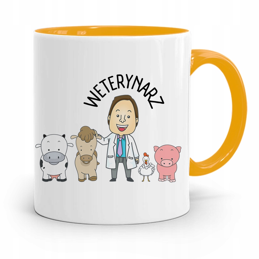 Kubek Żółty Weterynarza Weterynarz Prezent Z Nadrukiem Ze Zdjęciem