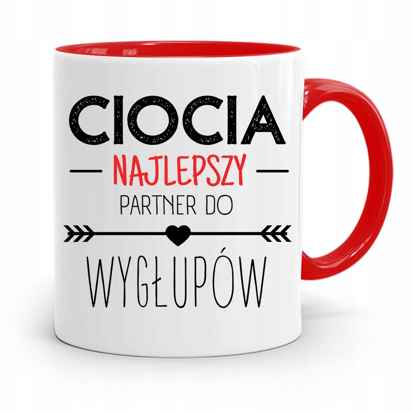 Kubek Czerwony Prezent Dla Cioci Najlepszy Partner Z Nadrukiem Ze Zdjęciem