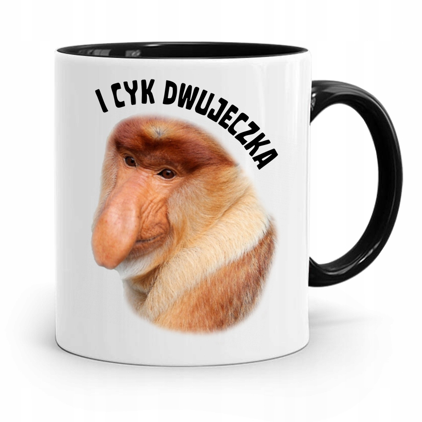 Kubek Czarny Śmieszny Nosacz Janusz Cyk Dwujeczka Z Nadrukiem Ze Zdjęciem