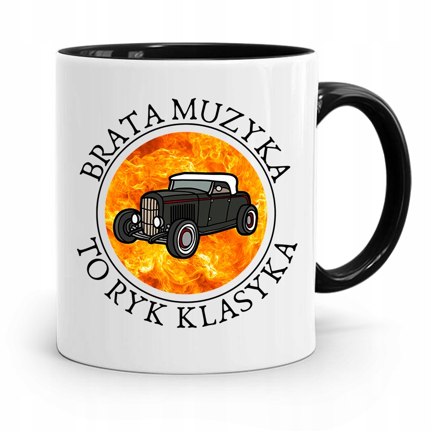Kubek Czarny Dla Brata Muzyka To Ryk Klasyka Z Nadrukiem Ze Zdjęciem