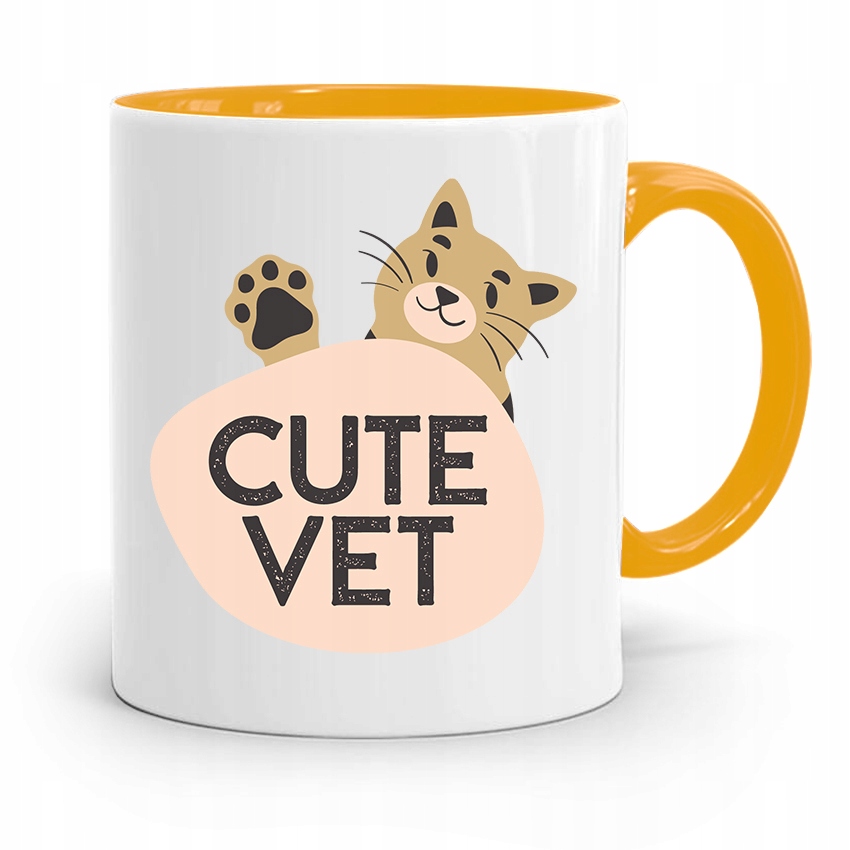 Kubek Żółty Weterynarza Cute Vet Prezent Z Nadrukiem Ze Zdjęciem