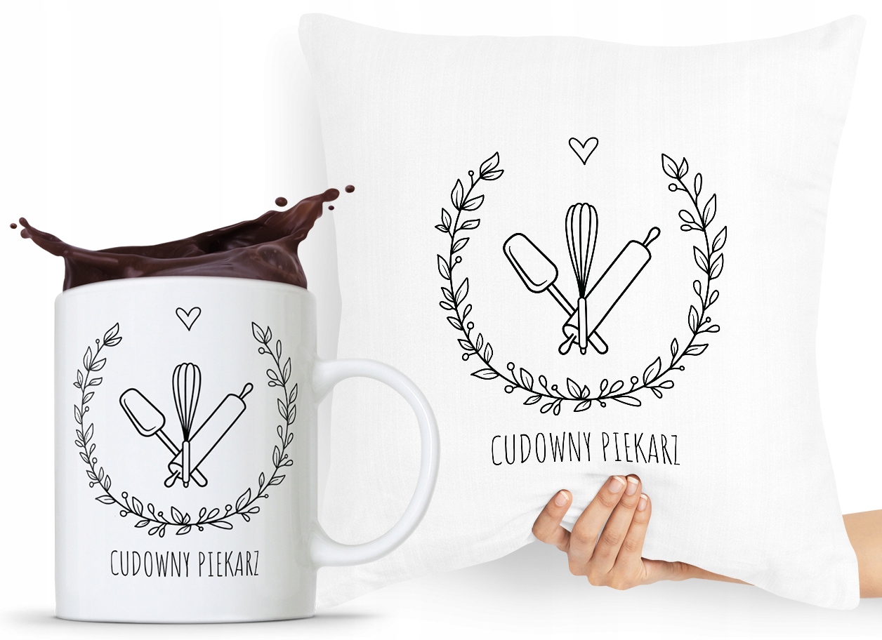 Zestaw Poduszka + Kubek Prezent Dla Piekarza Z Nadrukiem Ze Zdjęciem