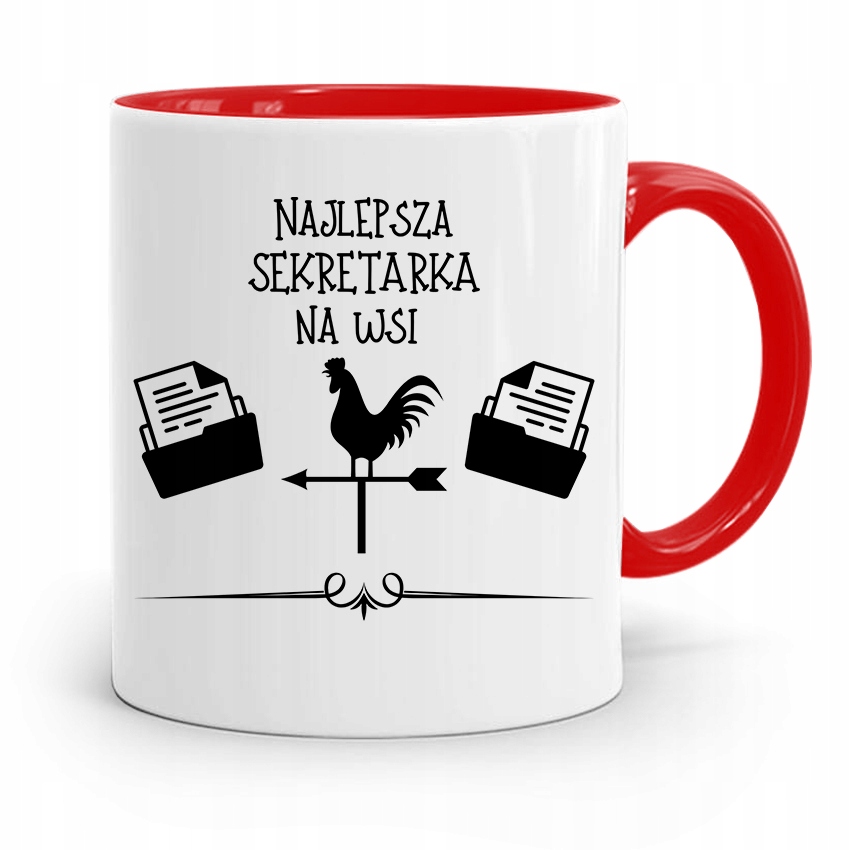 Kubek Czerwony Dla Najlepszej Sekretarki Na Wsi Z Nadrukiem Ze Zdjęciem