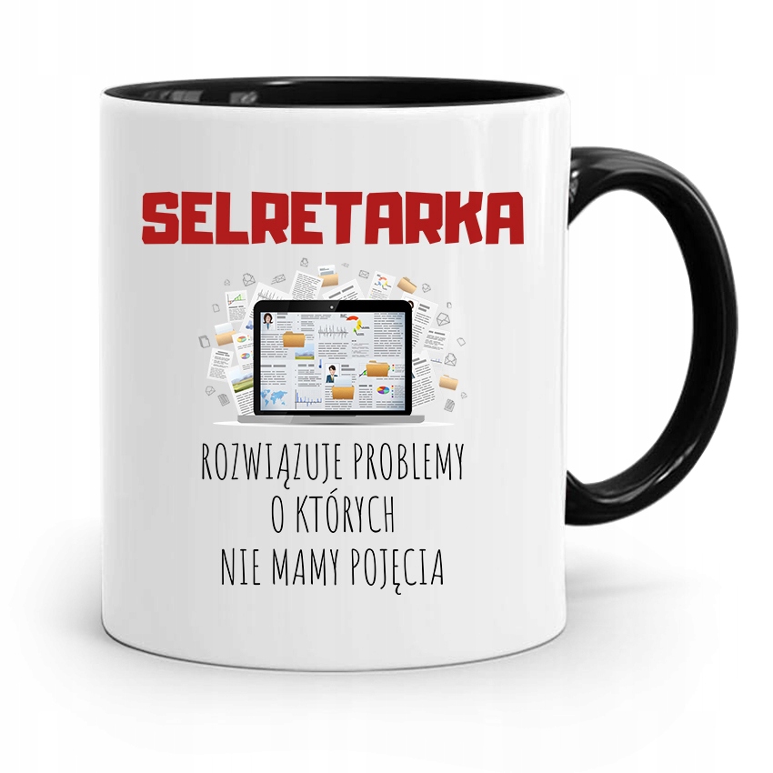 Kubek Czarny Prezent Dla Sekretarki Sekretarka Z Nadrukiem Ze Zdjęciem