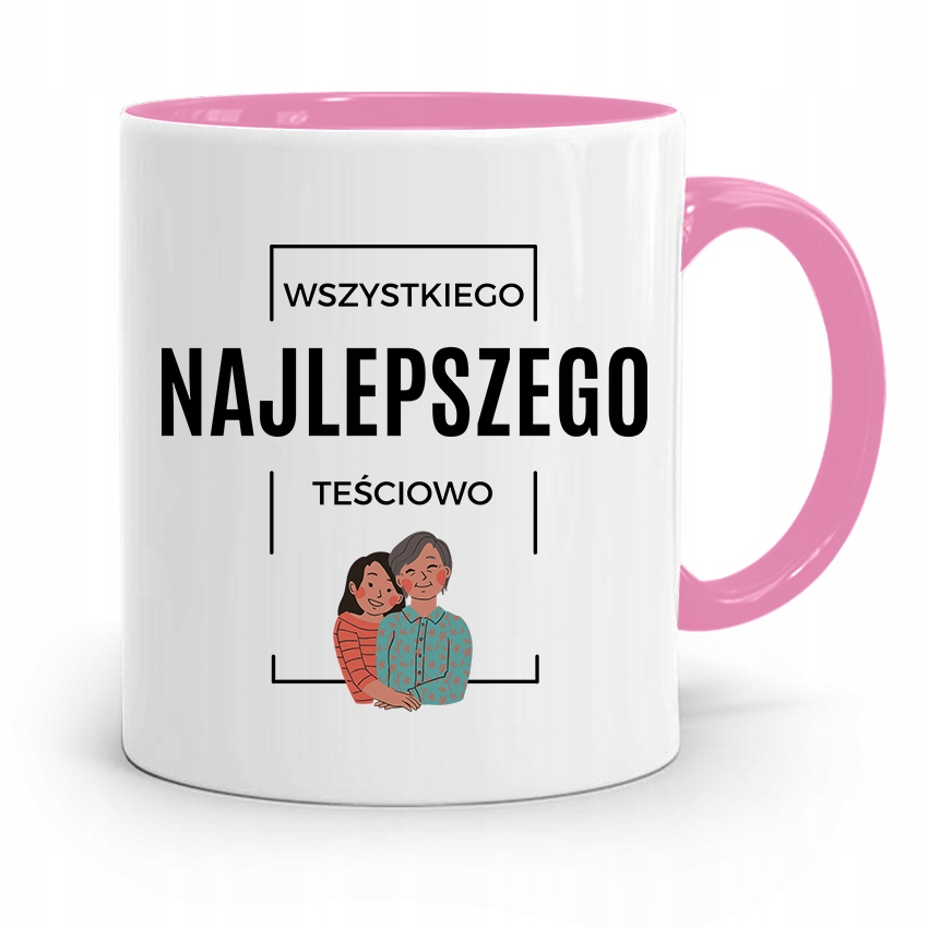Kubek Różowy Dla Tesciowej Wszystkiego Najlepszego Z Nadrukiem Ze Zdjęciem