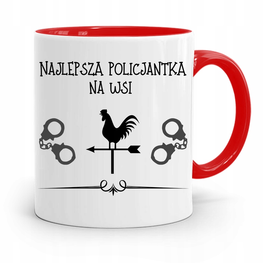 Kubek Czerwony Dla Najlepszej Policjantki Na Wsi Z Nadrukiem Ze Zdjęciem