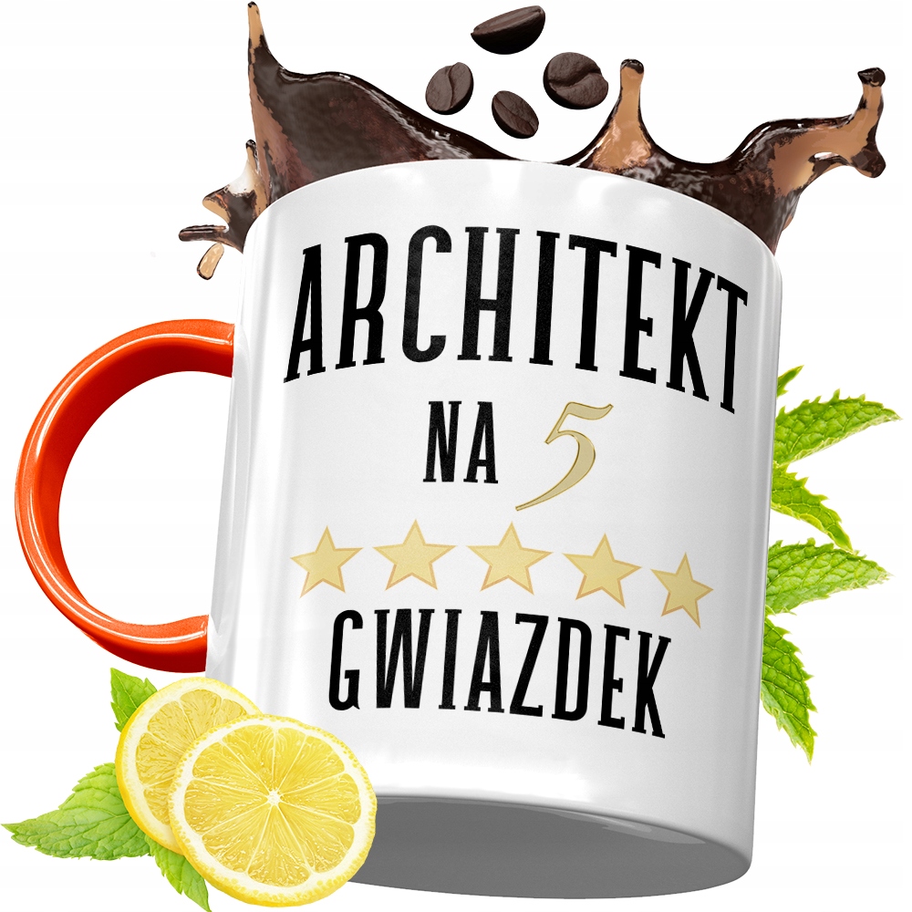 Kubek Pomarańczowy Dla Architekta Prezent Z Nadrukiem Ze Zdjęciem