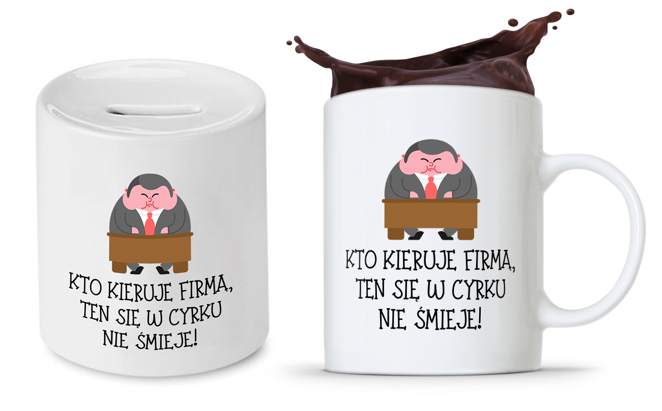 Dla Kierownika Zestaw Kubek + Skarbonka Prezent Z Nadrukiem Ze Zdjęciem