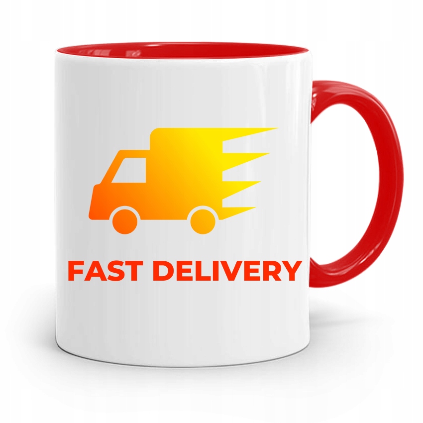 Kubek Czerwony Dla Kuriera Fast Delivery Prezent Z Nadrukiem Ze Zdjęciem