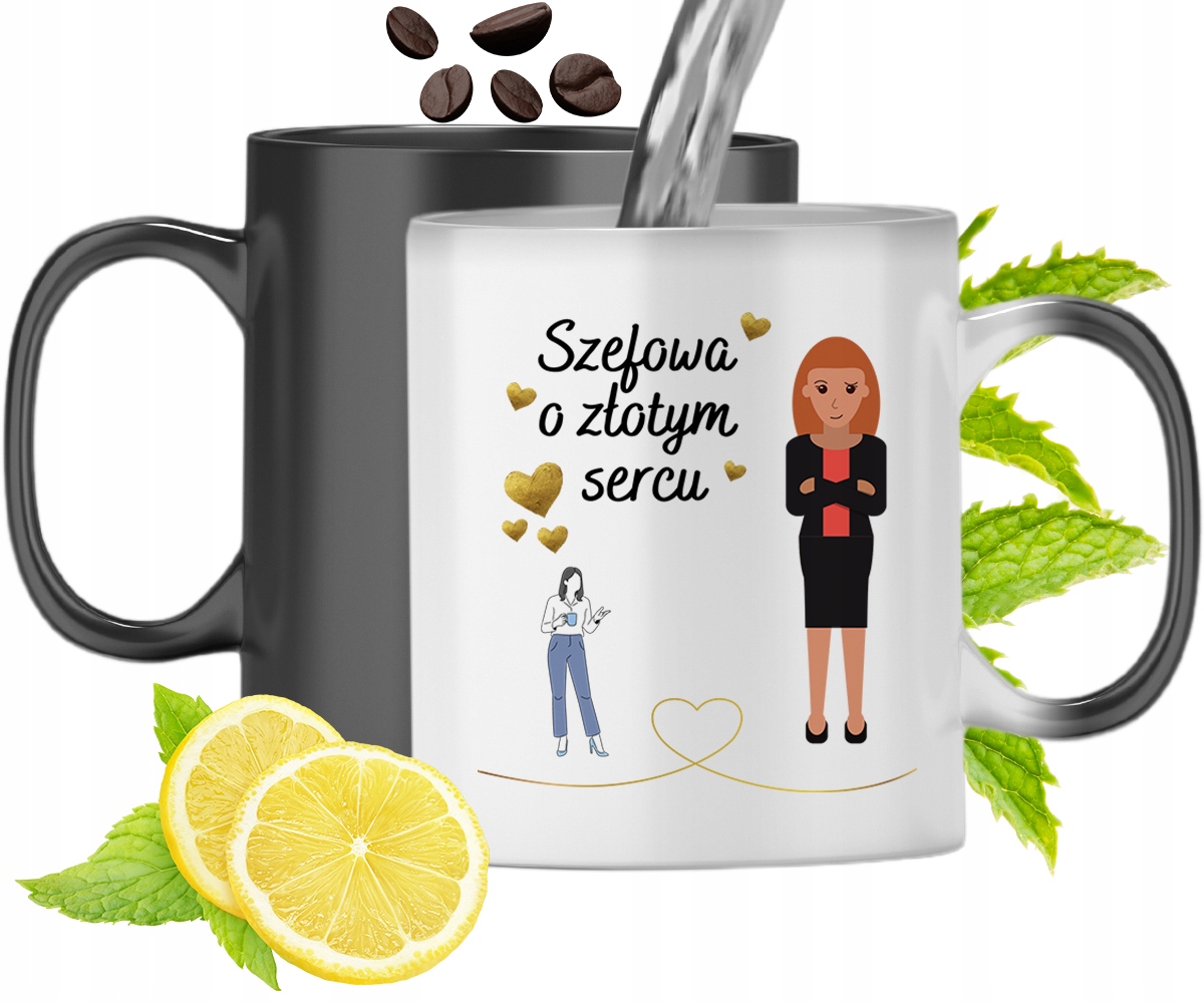 Kubek Magiczny Dla Szefowej Zmieniający Kolor Z Nadrukiem Ze Zdjęciem