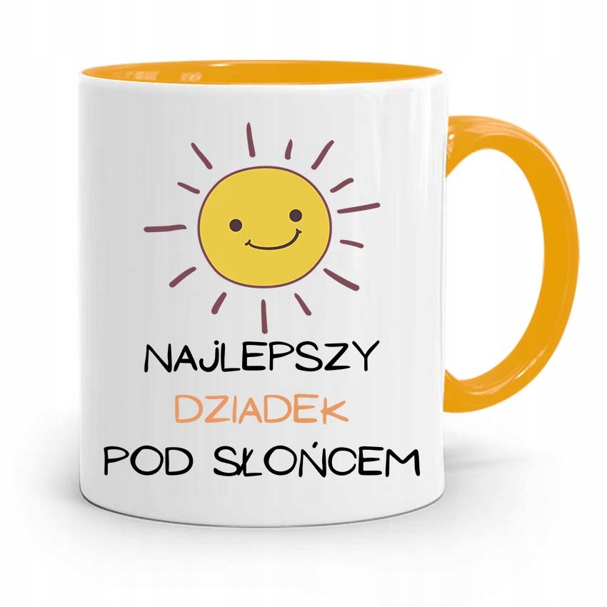 Kubek Żółty Na Dzień Dziadka Najlepszy Dziadek Z Nadrukiem Ze Zdjęciem