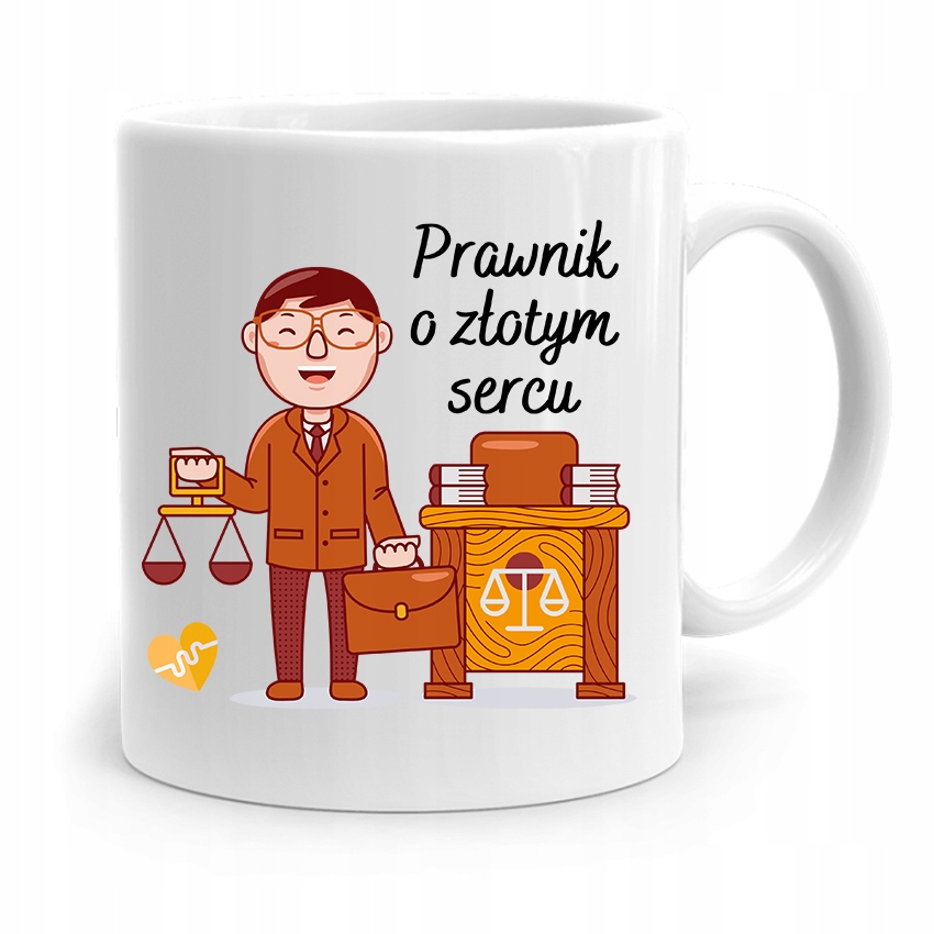 Kubek Dla Prawnika Mecenasa O Złotym Sercu Prezent Z Nadrukiem Ze Zdjęciem