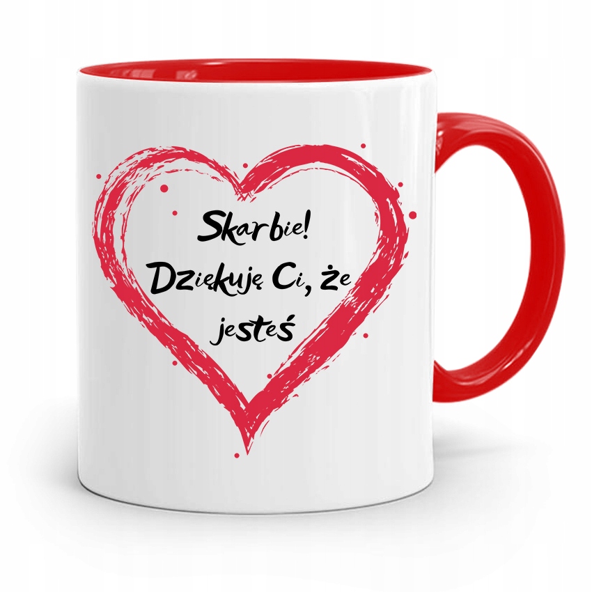 Kubek Czerwony Na Walentynki Dziękuje Ci Skarbie Z Nadrukiem Ze Zdjęciem