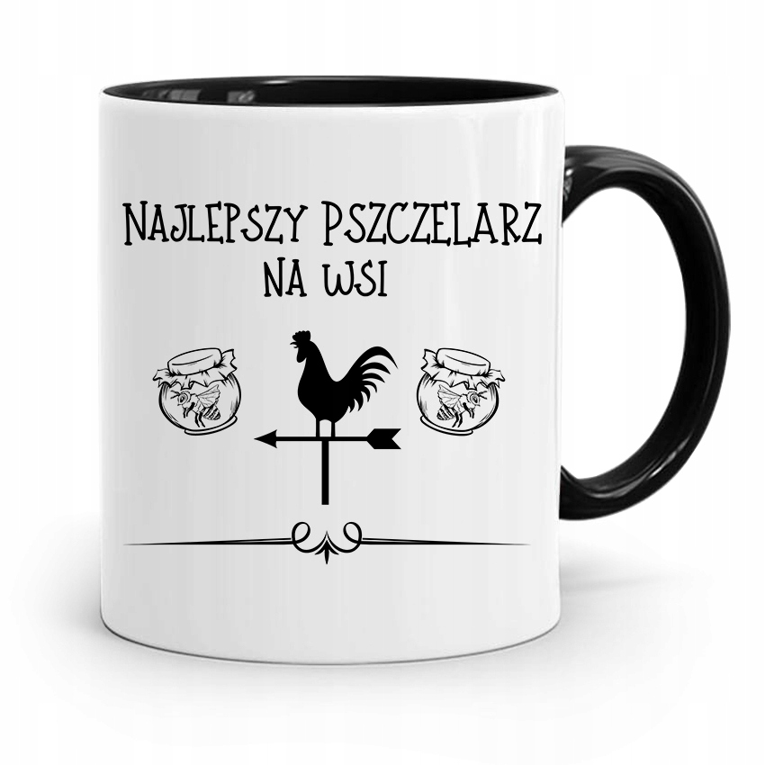 Kubek Czarny Dla Pszczelarza Najlepszy Na Wsi Z Nadrukiem Ze Zdjęciem