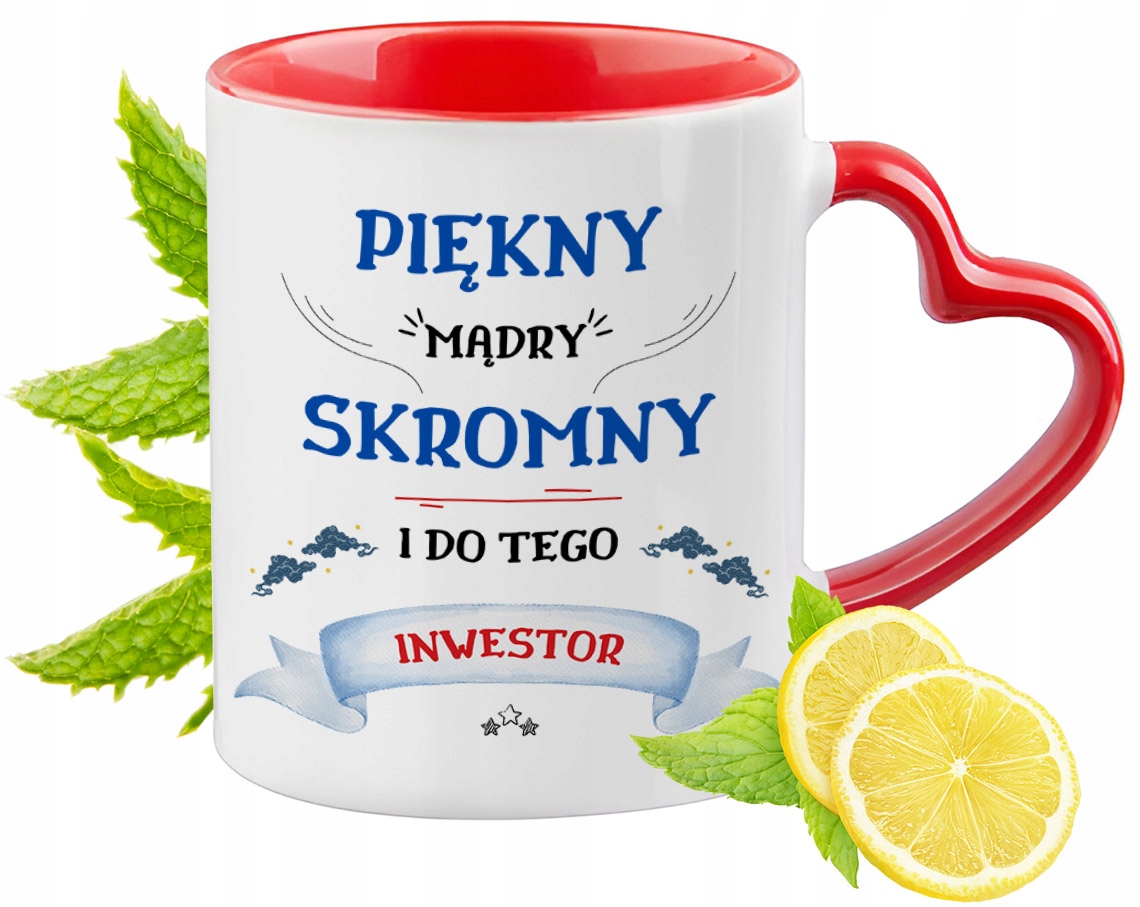 Kubek Dla Inwestora Czerwony Z Uszkiem W Kształcie Serca Na Prezent