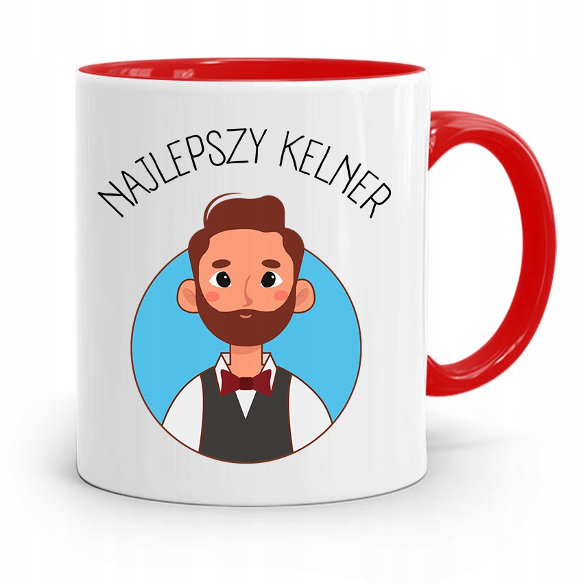 Dla Kelnera Kubek Czerwony Najlepszy Kelner Z Nadrukiem Ze Zdjęciem