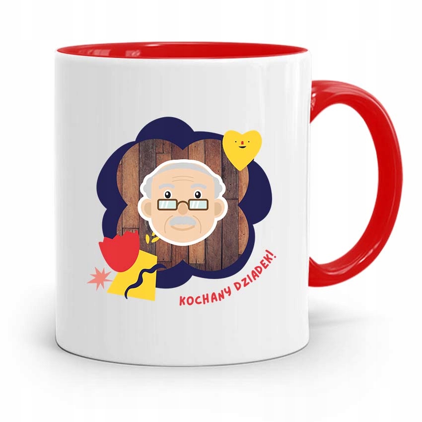 Kubek Czerwony Na Dzień Dziadka Kochany Dziadek Z Nadrukiem Ze Zdjęciem