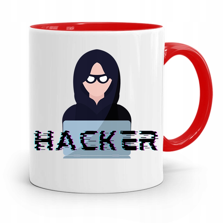 Kubek Czerwony Informatyka Programisty Hacker Z Nadrukiem Ze Zdjęciem