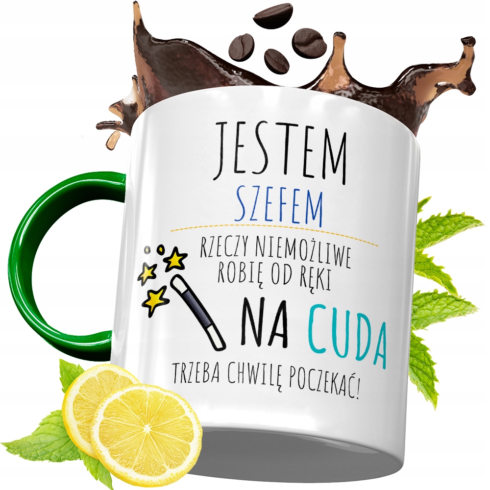 Kubek Zielony Dla Szefa Szefowej Prezent Urodziny Z Nadrukiem Ze Zdjęciem