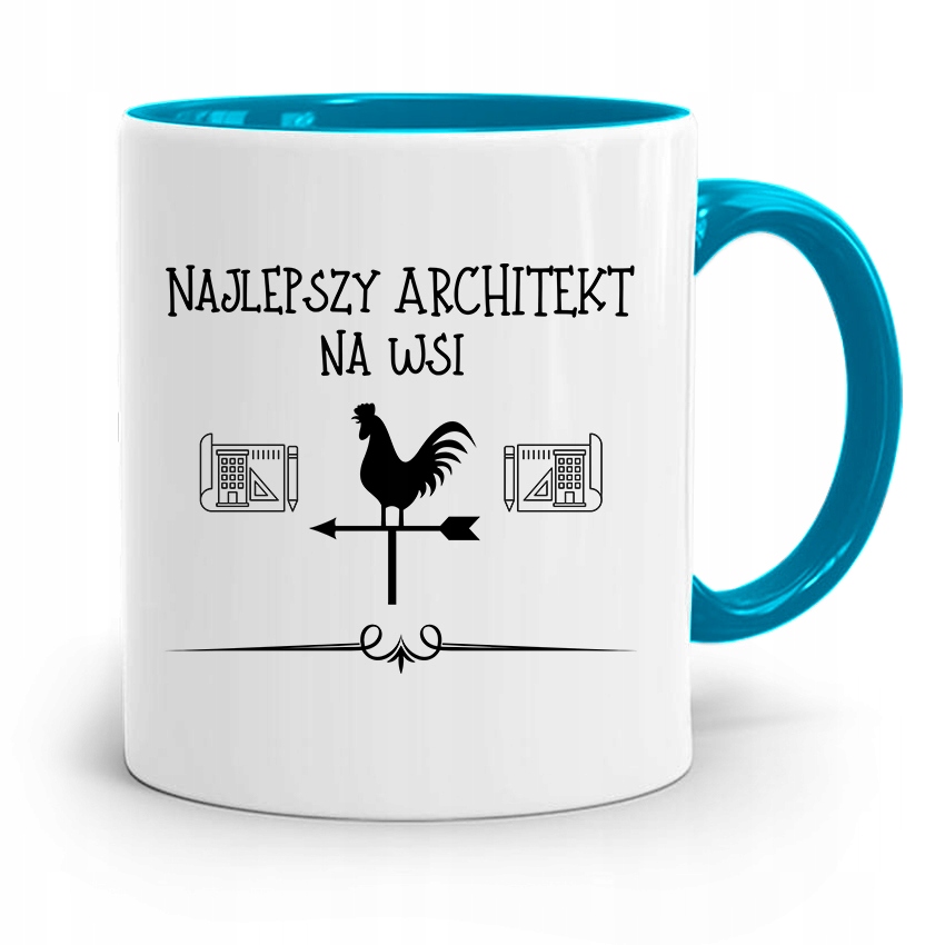 Kubek Błękitny Architekta Najlepszy Na Wsi Prezent Z Nadrukiem Ze Zdjęciem