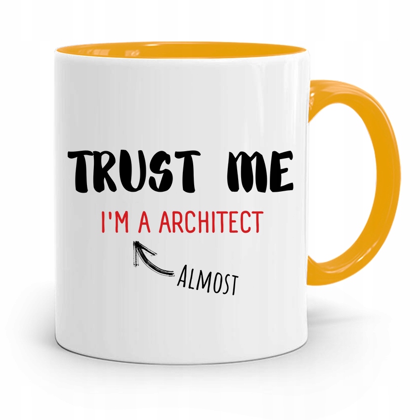Kubek Żółty Architekta Trust Me Im A Architect Z Nadrukiem Ze Zdjęciem