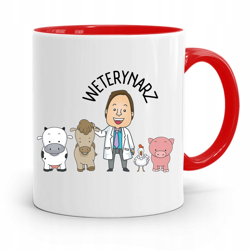 Kubek Czerwony Weterynarza Weterynarz Prezent Z Nadrukiem Ze Zdjęciem