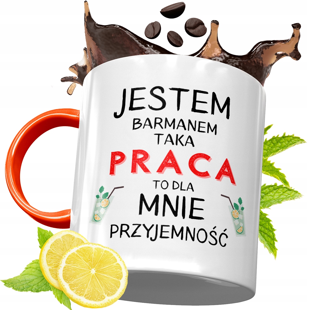 Kubek Pomarańczowy Dla Barmana Prezent Z Nadrukiem Ze Zdjęciem