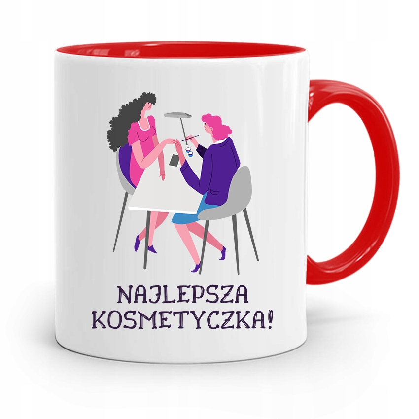 Kubek Czerwony Dla Kosmetyczki Najlepsza Prezent Z Nadrukiem Ze Zdjęciem