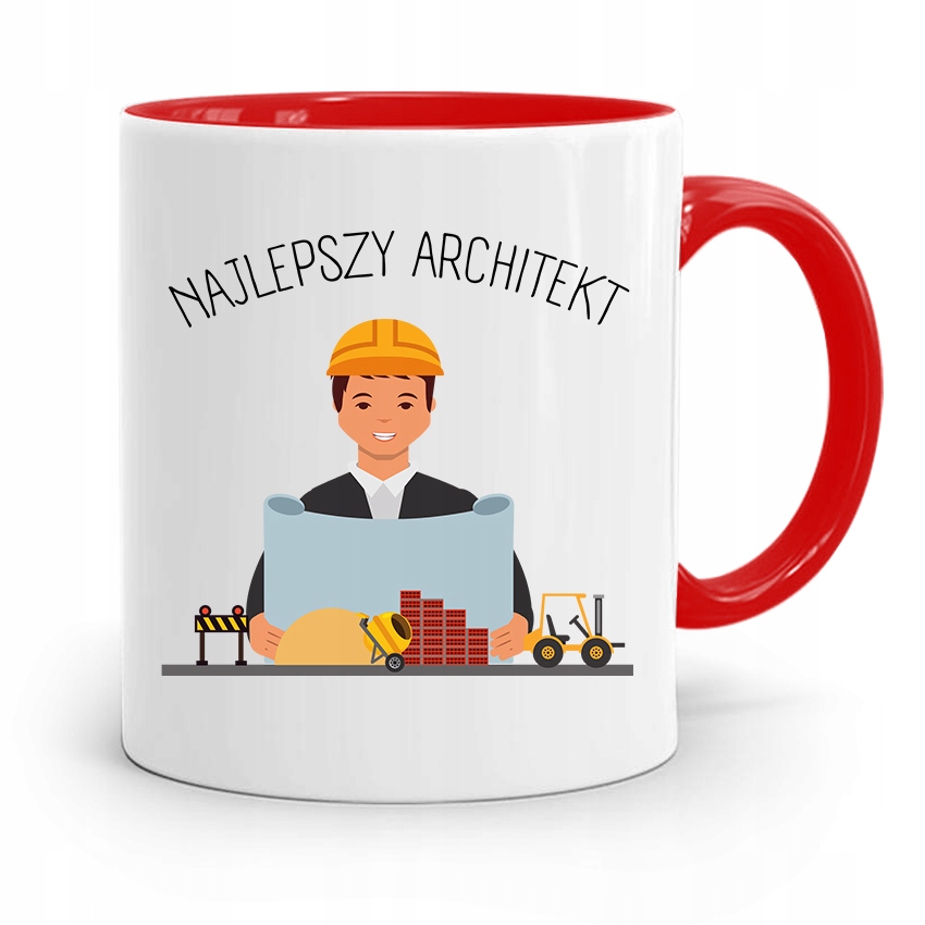 Kubek Czerwony Architekta Najlepszy Architekt Z Nadrukiem Ze Zdjęciem