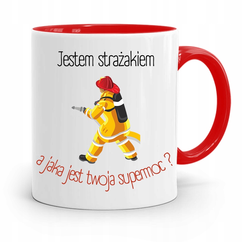 Kubek Czerwony Dla Strażaka Jestem Strażakiem Z Nadrukiem Ze Zdjęciem