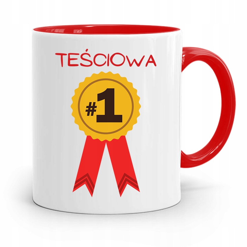 Kubek Czerwony Teściowej Teściowa Numer Jeden Z Nadrukiem Ze Zdjęciem